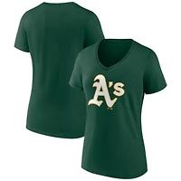Women's Green Athletics Logo V-Neck T-Shirt
