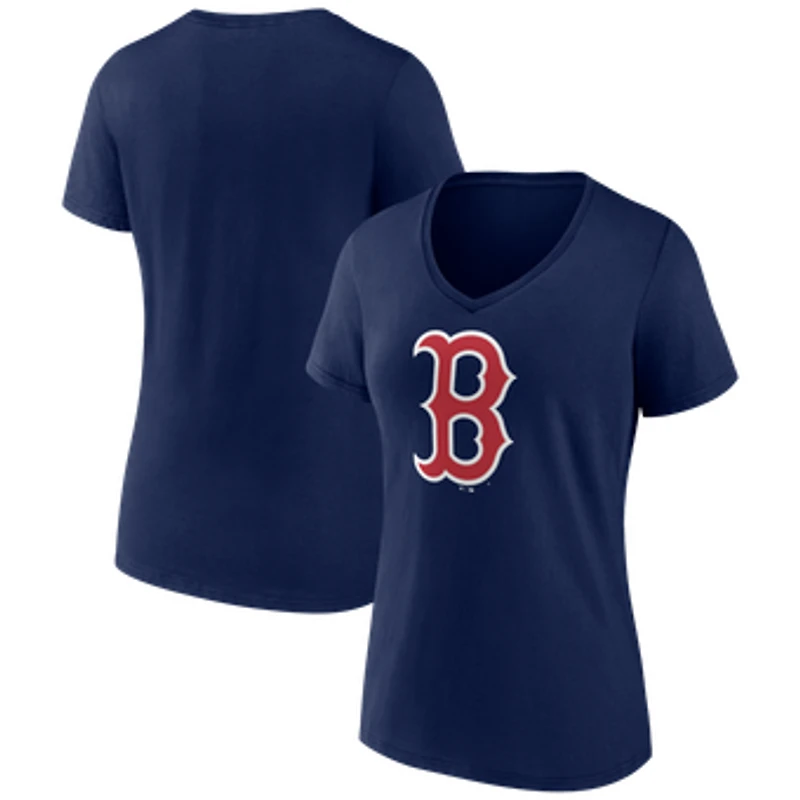Women's Navy Boston Red Sox Logo V-Neck T-Shirt