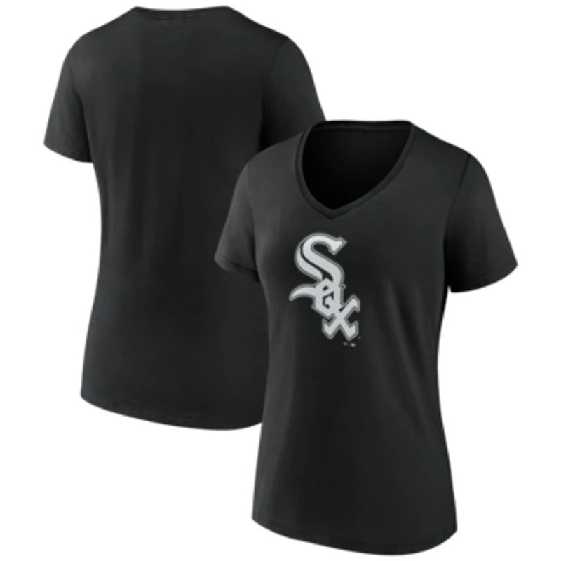 Women's Black Chicago White Sox Logo V-Neck T-Shirt