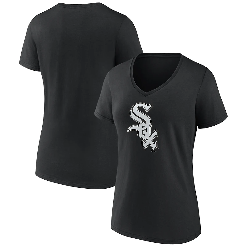 Women's Black Chicago White Sox Logo V-Neck T-Shirt