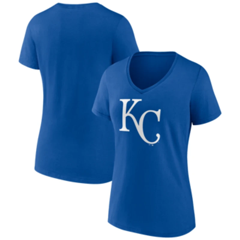 Women's Royal Kansas City Royals Logo V-Neck T-Shirt