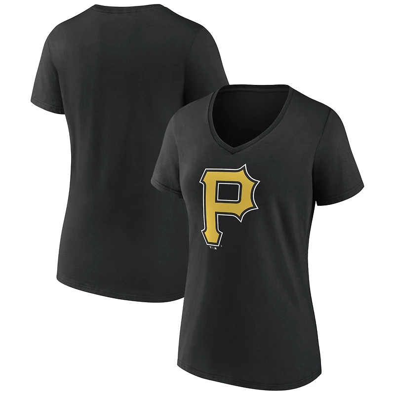 Women's Black Pittsburgh Pirates Logo V-Neck T-Shirt