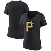 Women's Black Pittsburgh Pirates Logo V-Neck T-Shirt