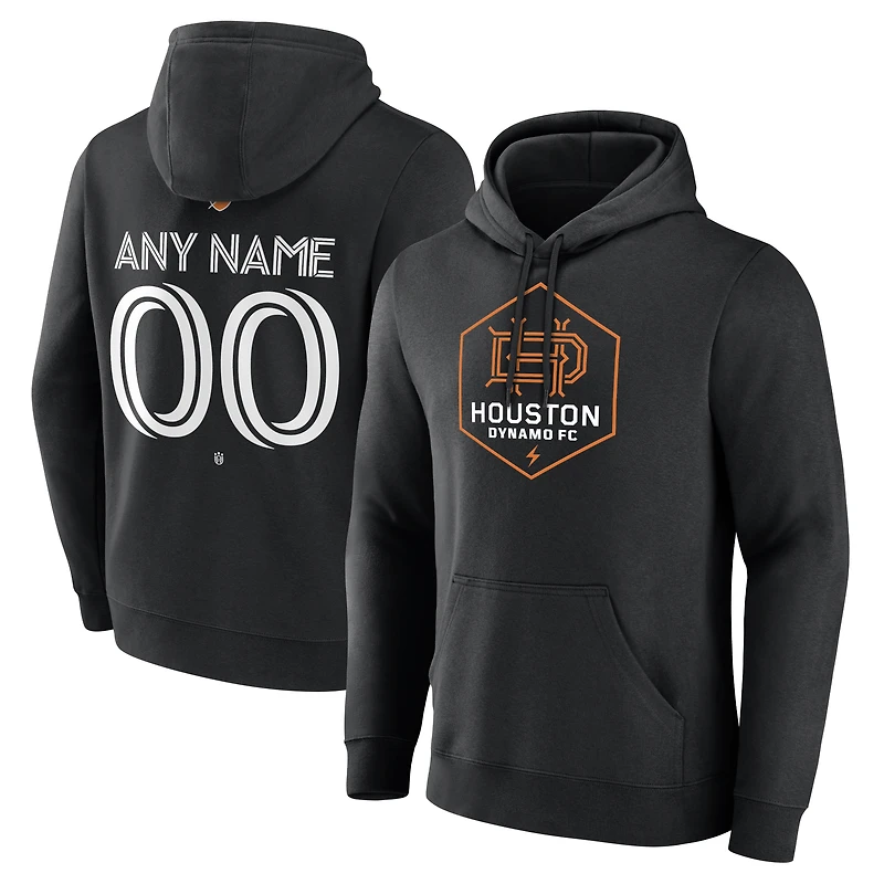 Men's Black Houston Dynamo FC Authentic Stack Personalized Any Name & Number Pullover Hoodie