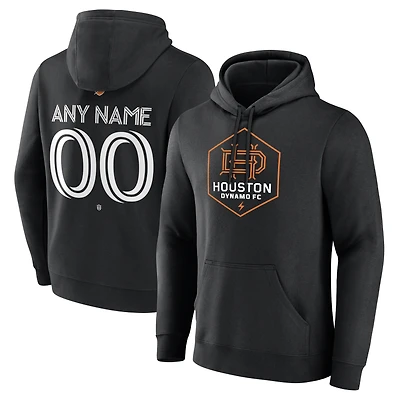 Men's Black Houston Dynamo FC Authentic Stack Personalized Any Name & Number Pullover Hoodie