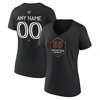 Women's Black Houston Dynamo FC Authentic Stack Personalized Any Name & Number V-Neck T-Shirt
