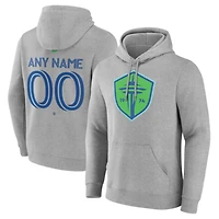 Men's Gray Seattle Sounders FC Authentic Stack Personalized Any Name & Number Pullover Hoodie