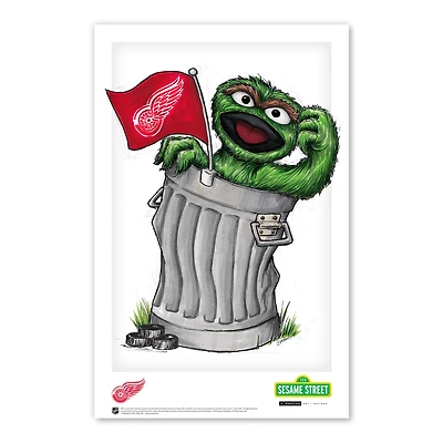 Oscar the Grouch Detroit Red Wings 11" x 17" Sesame Street Poster Print