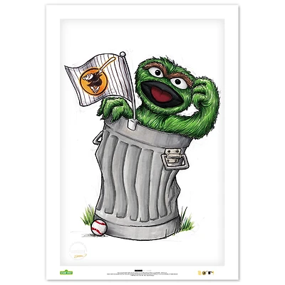 San Diego Padres Oscar the Grouch 14" x 20" Sesame Street Fine Art Print - Limited Edition of 100