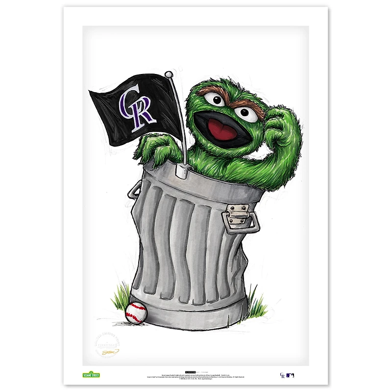 Colorado Rockies Oscar the Grouch 14" x 20" Sesame Street Fine Art Print - Limited Edition of 100
