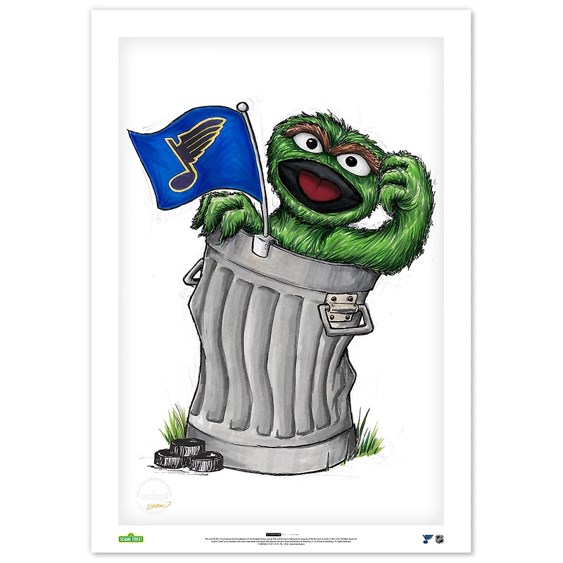 St. Louis Blues Oscar the Grouch 14" x 20" Sesame Street Fine Art Print - Limited Edition of 100