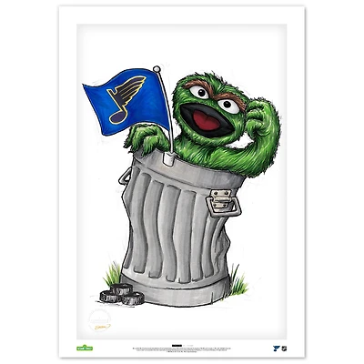 St. Louis Blues Oscar the Grouch 14" x 20" Sesame Street Fine Art Print - Limited Edition of 100