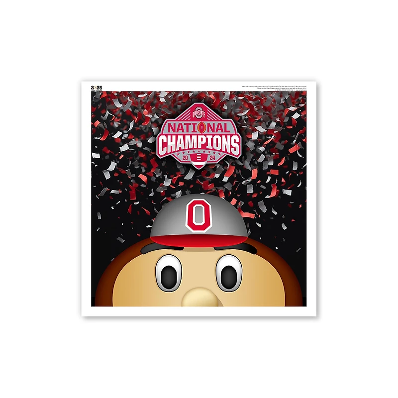 Ohio State Buckeyes College Football Playoff 2024 National Champions 12" x 12" Minimalist Mascot Poster Print
