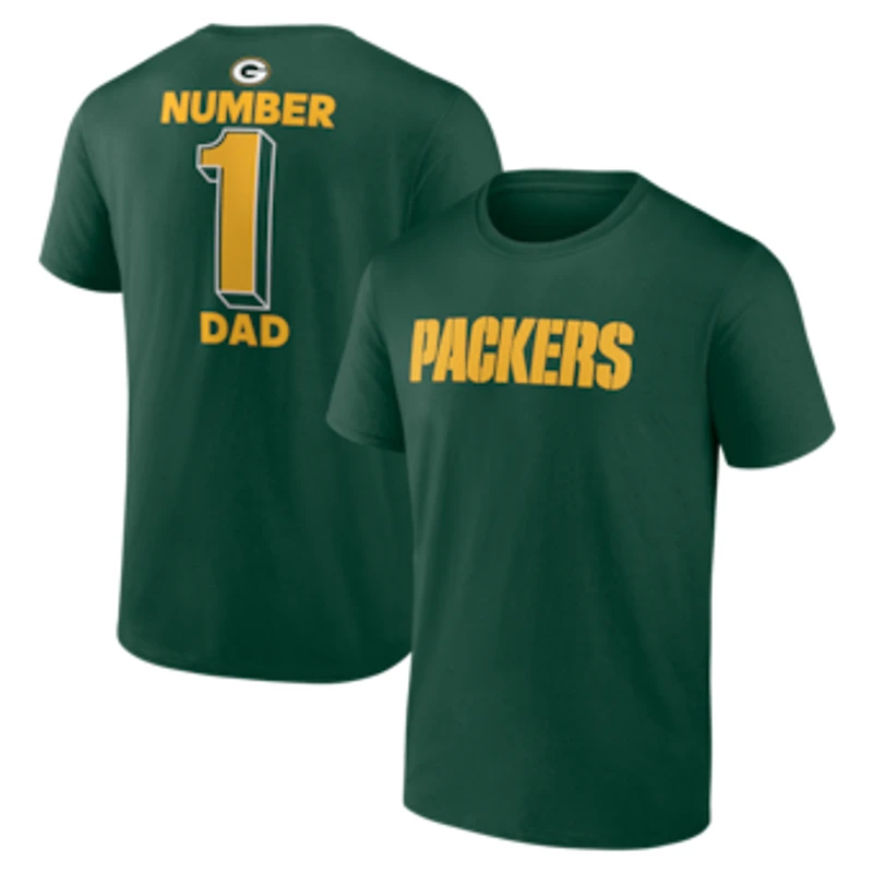 Men's Green Green Bay Packers #1 Dad Jersey T-Shirt