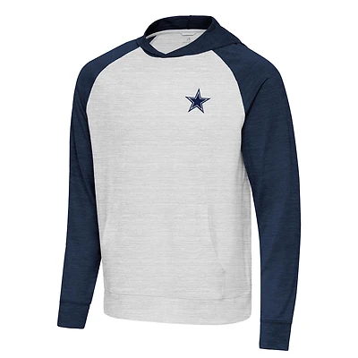 Men's Antigua Heather Gray/Navy Dallas Cowboys Urgent Pullover Hoodie
