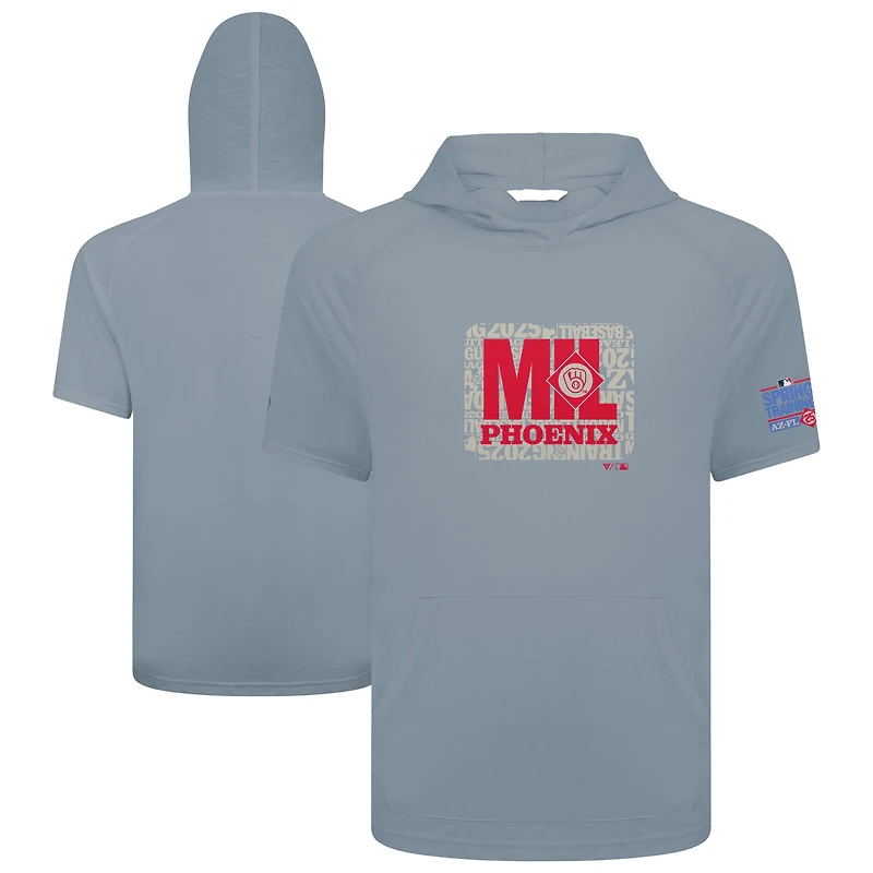 Men's Levelwear Gray Milwaukee Brewers 2025 Spring Training Phase Hoodie T-Shirt