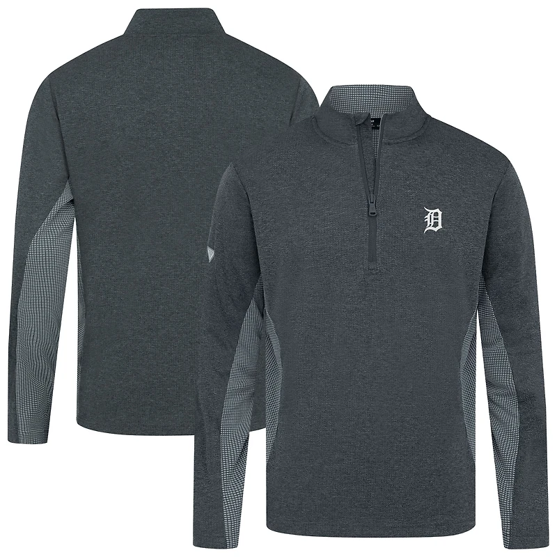 Men's Levelwear Heather Black Detroit Tigers Waffle Insignia 2.0 Quarter-Zip Pullover