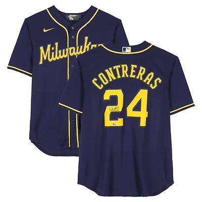 William Contreras Milwaukee Brewers Autographed Navy Nike Replica Jersey