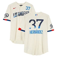 Teoscar Hernández Los Angeles Dodgers Autographed Cream Nike City Connect Limited Jersey
