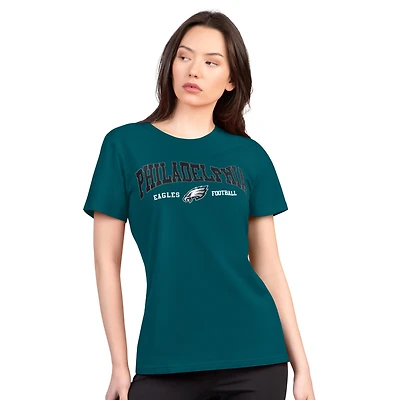Women's G-III 4Her by Carl Banks  Green Philadelphia Eagles Super-Slim Lightweight Winning Crew T-Shirt