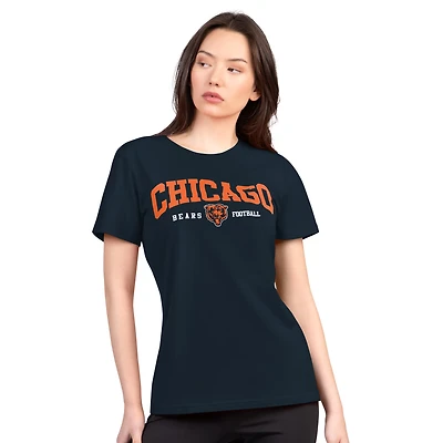 Women's G-III 4Her by Carl Banks  Navy Chicago Bears Super-Slim Lightweight Winning Crew T-Shirt
