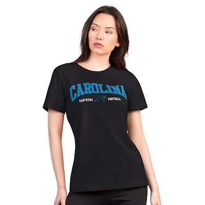 Women's G-III 4Her by Carl Banks  Black Carolina Panthers Super-Slim Lightweight Winning Crew T-Shirt