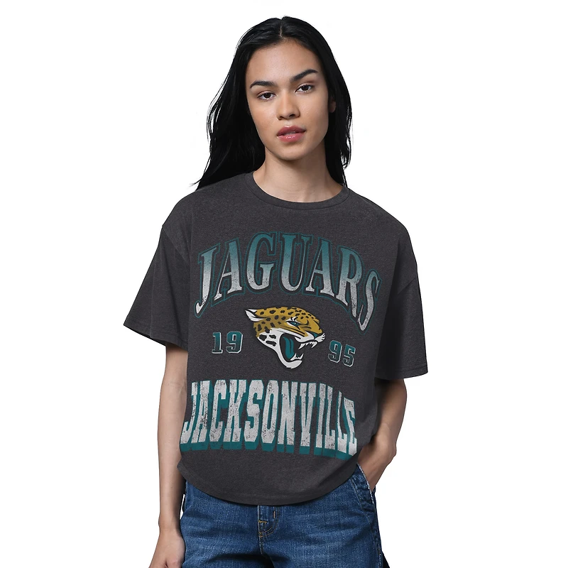 Women's Starter Heather Black Jacksonville Jaguars Oversized Hall of Fame T-Shirt