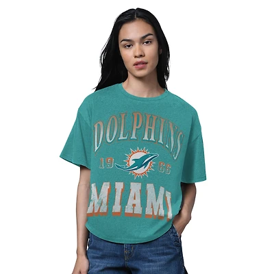 Women's Starter Heather Aqua Miami Dolphins Oversized Hall of Fame T-Shirt