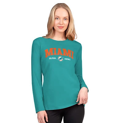 Women's G-III 4Her by Carl Banks  Aqua Miami Dolphins Best Play Long Sleeve T-Shirt