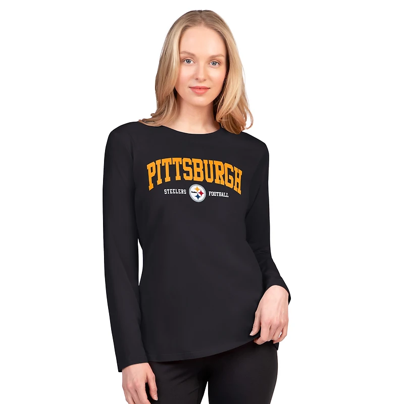Women's G-III 4Her by Carl Banks  Black Pittsburgh Steelers Best Play Long Sleeve T-Shirt