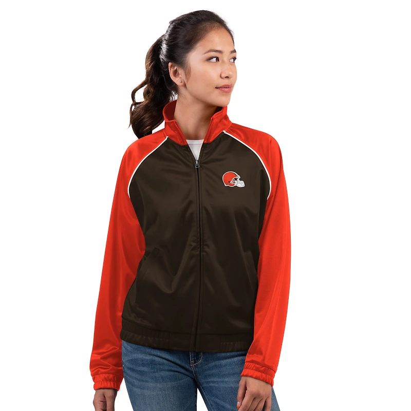 Women's G-III 4Her by Carl Banks Brown Cleveland Browns Replay Full-Zip Track Jacket