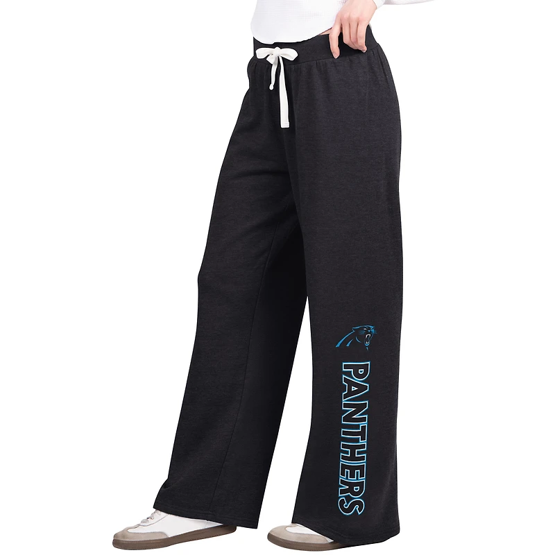 Women's G-III 4Her by Carl Banks Black Carolina Panthers Field Wide Leg Sweatpants