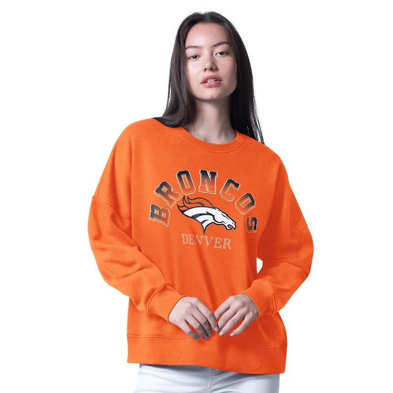 Women's G-III 4Her by Carl Banks Orange Denver Broncos Oversized Feud Sweatshirt