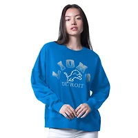 Women's G-III 4Her by Carl Banks Blue Detroit Lions Oversized Feud Sweatshirt
