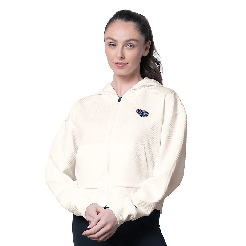 Women's MSX by Michael Strahan Cream Tennessee Titans Eleanor Full-Zip Hoodie
