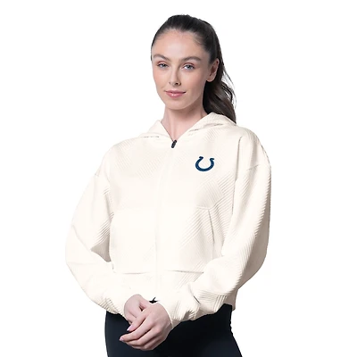Women's MSX by Michael Strahan Cream Indianapolis Colts Eleanor Full-Zip Hoodie