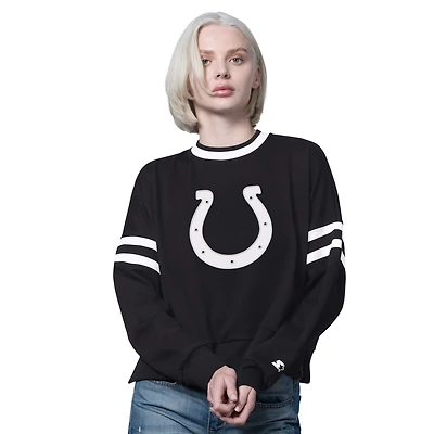 Women's Starter  Black Indianapolis Colts Rally Drop Shoulder Crewneck Sweatshirt