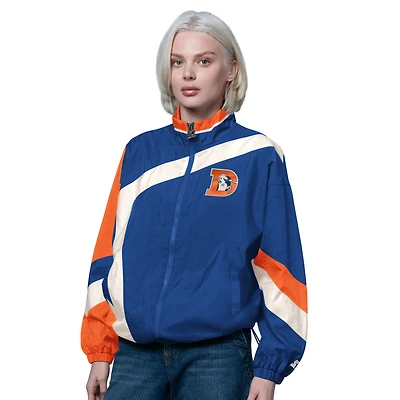 Women's Starter Royal/Orange Denver Broncos Vintage 1st Quarter Full-Zip Windbreaker