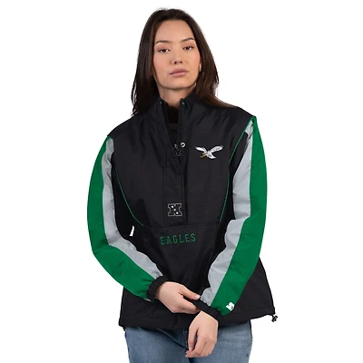 Women's Starter Black/Kelly Green Philadelphia Eagles Thursday Night Gridiron Half-Zip Jacket
