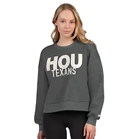 Women's Starter  Heather Gray Houston Texans Show Up Cropped Fleece Pullover Sweatshirt