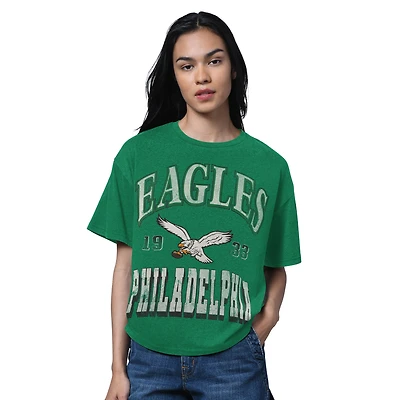 Women's Starter Heather Kelly Green Philadelphia Eagles Oversized Hall of Fame T-Shirt