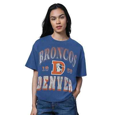 Women's Starter Heather Royal Denver Broncos Oversized Hall of Fame T-Shirt