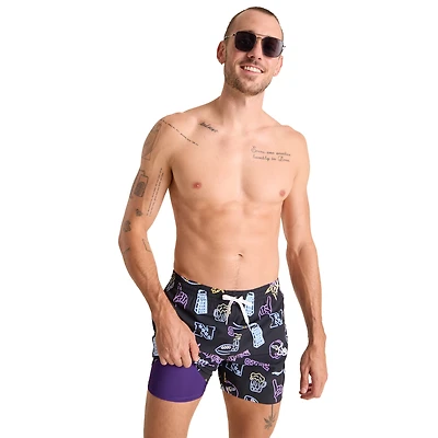 Men's Chubbies Black Minnesota Vikings The Neon 5.5" Classic Lined Swim Trunks