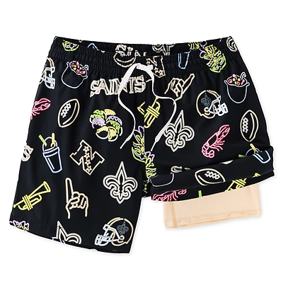 Men's Chubbies Black New Orleans Saints The Neon 5.5" Classic Lined Swim Trunks