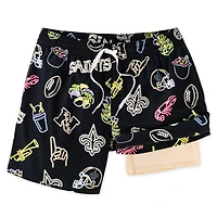 Men's Chubbies Black New Orleans Saints The Neon 5.5" Classic Lined Swim Trunks