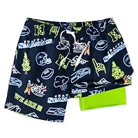 Men's Chubbies Navy Seattle Seahawks The Neon 5.5" Classic Lined Swim Trunks