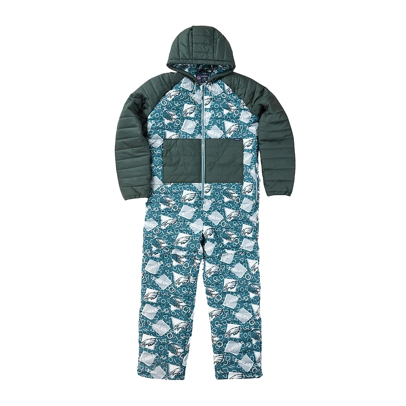 Men's Chubbies  Teal Philadelphia Eagles Full-Zip Hooded Puffer Bodysuit