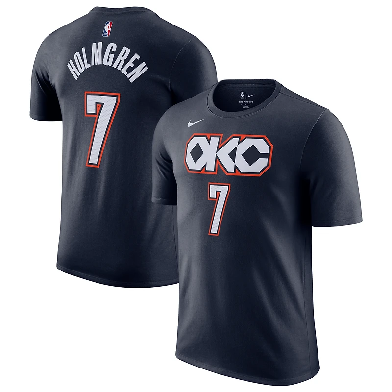 Unisex Nike Chet Holmgren Navy Oklahoma City Thunder 2025/26 City Edition Name & Number T-Shirt