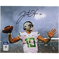 Justin Herbert Oregon Ducks Autographed 8" x 10" Smoke Warm Up Photograph