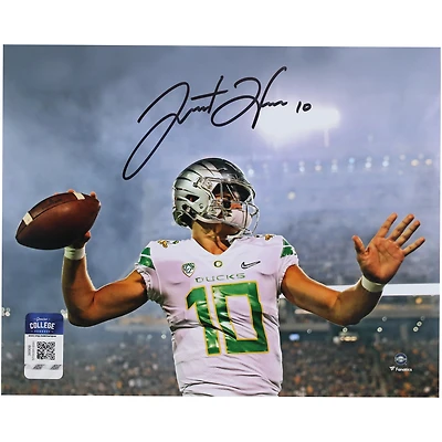 Justin Herbert Oregon Ducks Autographed 8" x 10" Smoke Warm Up Photograph